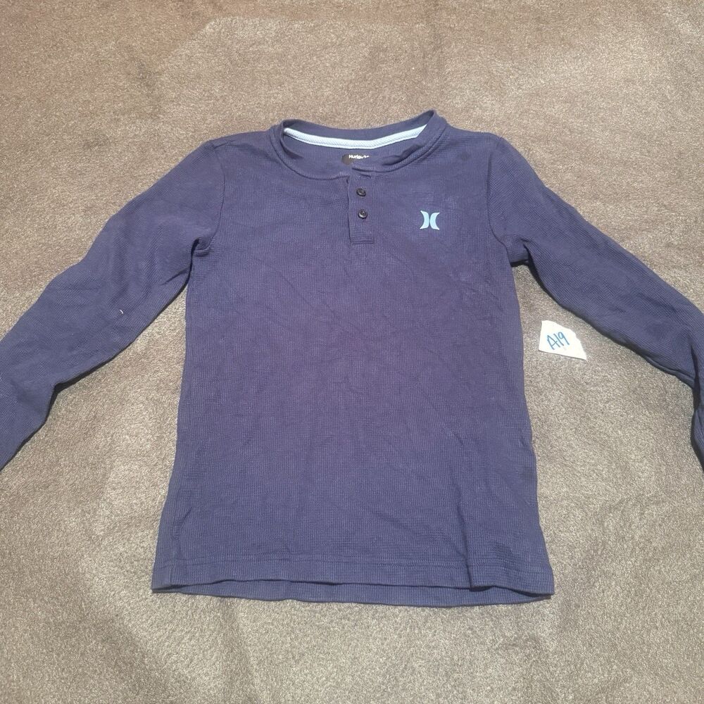 Hurley Boys TShirt 10/12 Blue Kids Long Sleeve Tee Shirt Basic Casual